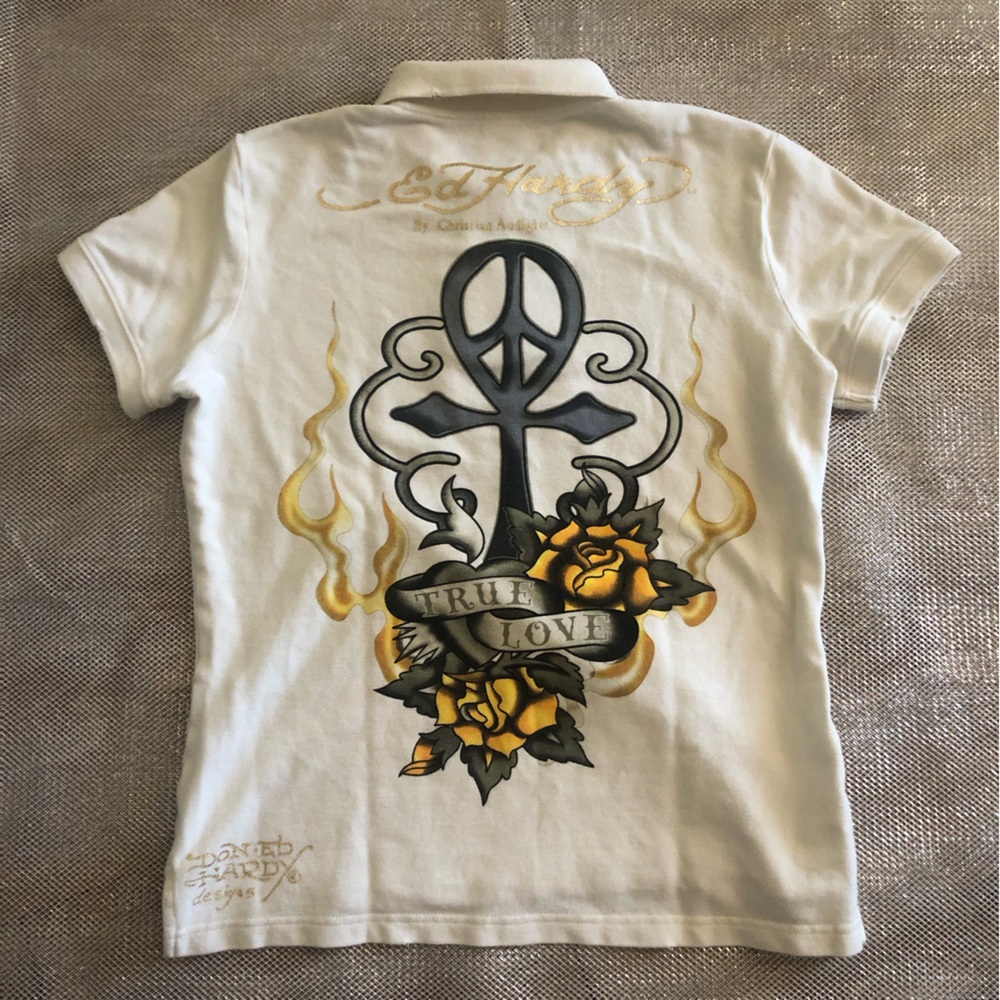 Ed Hardy Polo True Love Size Large Free Shipping